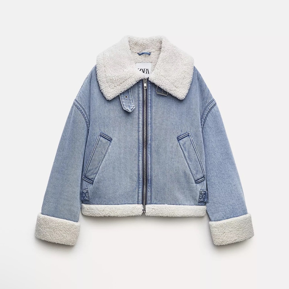 Blue Denim Jacket with White Sherpa Lining